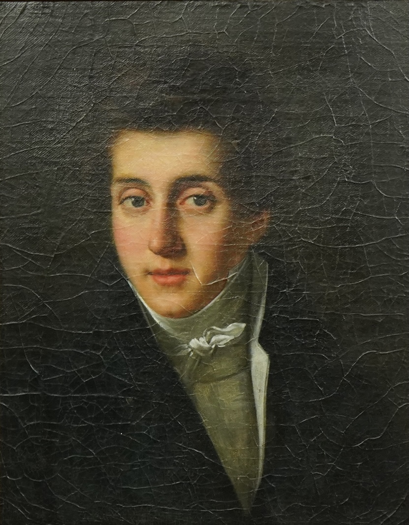 19th century French School , Portrait of Henry Brindeau, Directeur du Journal du Havre (1797-1861), oil on canvas, 40 x 31cm